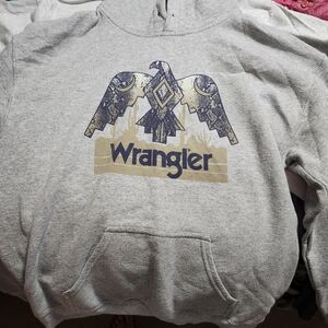 Wrangler Gray Hoodie with Eagle Graphic